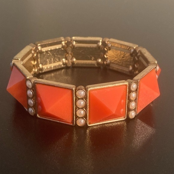Golden, orange, and pearly bracelet - Picture 1 of 2